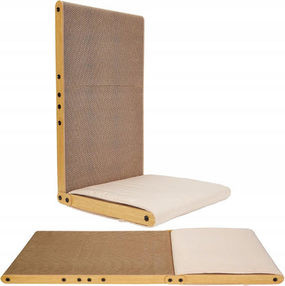 OWNpets Drapak dla kota tekturowy w kształcie L 68 x 40 x 40 cm z poduszką – brązowy