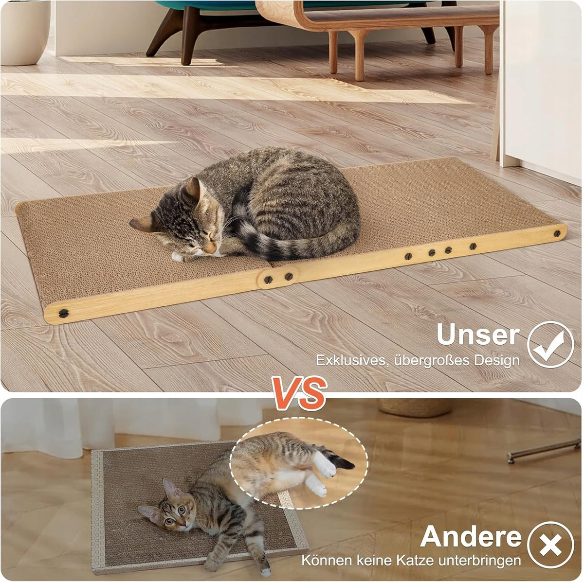 OWNpets Drapak dla kota tekturowy w kształcie L 68 x 40 x 40 cm z poduszką – brązowy