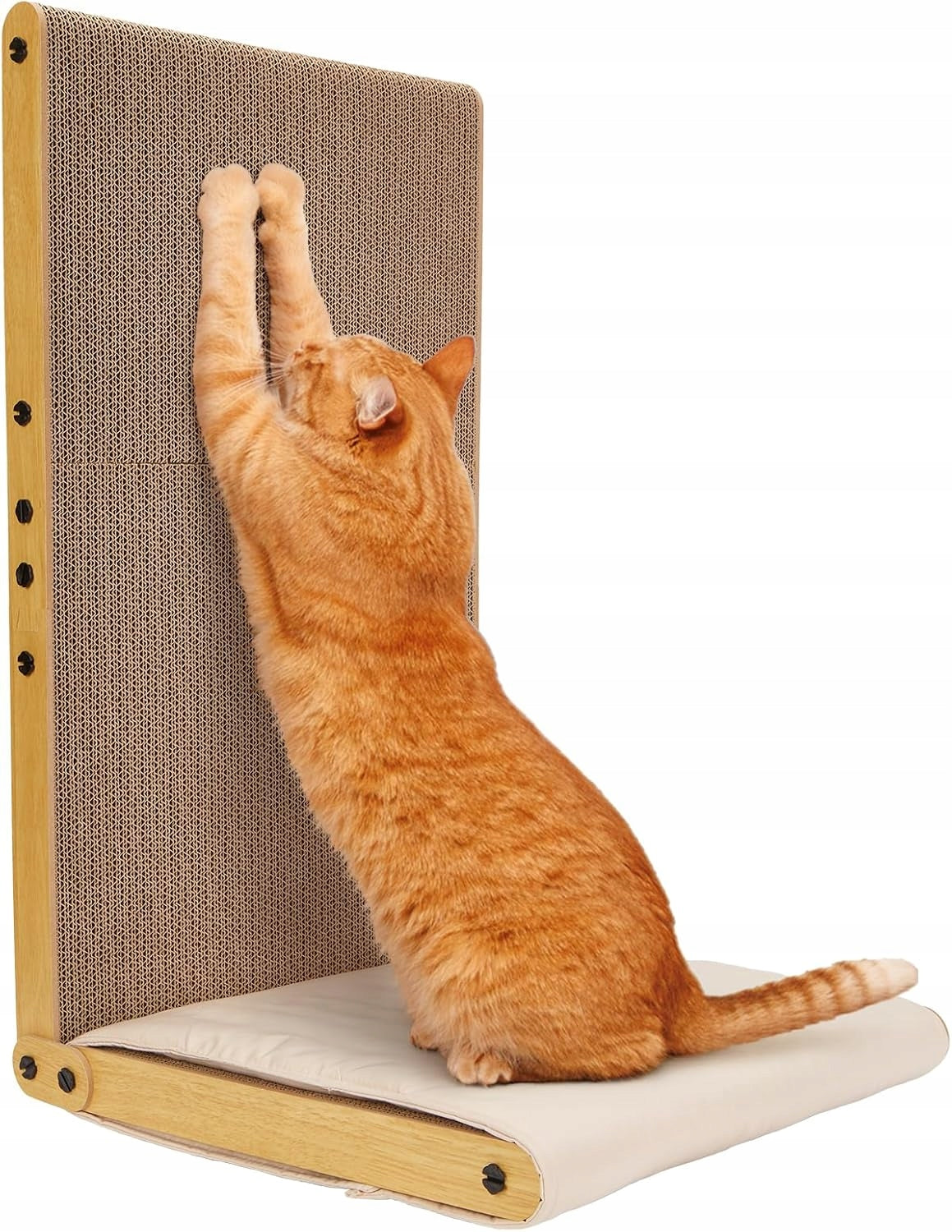 OWNpets Drapak dla kota tekturowy w kształcie L 68 x 40 x 40 cm z poduszką – brązowy