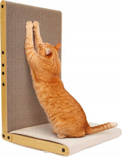 OWNpets Drapak dla kota tekturowy w kształcie L 68 x 40 x 40 cm z poduszką – brązowy