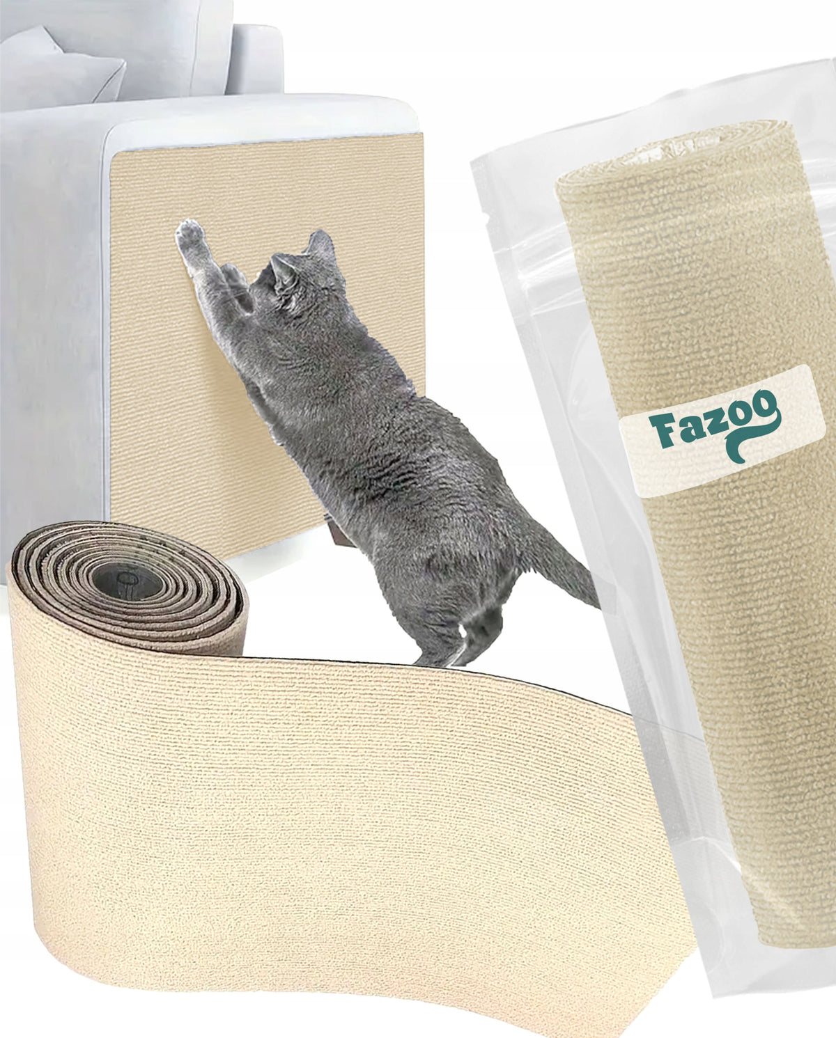 Fazoo Samoprzylepna mata do drapania dla kota 100 x 40 cm, 2 szt., rozmiar L – beżowa