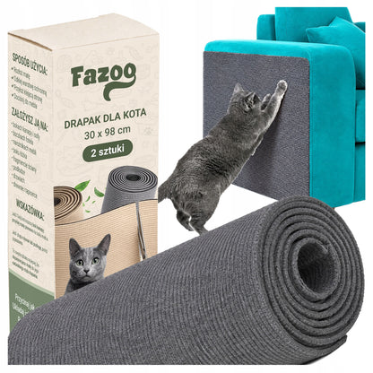 Fazoo Mata do drapania dla kota samoprzylepna 98 x 30 cm, 2 szt., ochrona mebli – szara