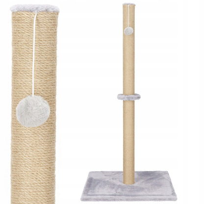 Springos Drapak dla kota słupek 103,5 cm z sizalem, podstawą 50 x 50 cm i zabawką – brązowo-szary