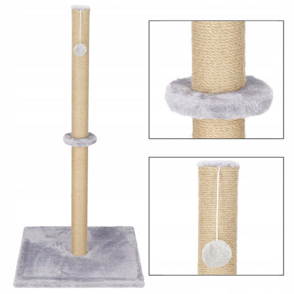 Springos Drapak dla kota słupek 103,5 cm z sizalem, podstawą 50 x 50 cm i zabawką – brązowo-szary