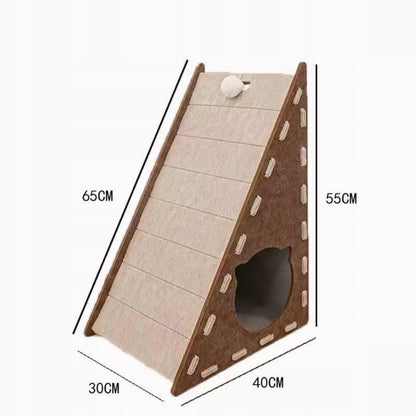 Drapak dla kota z legowiskiem i domkiem z filcu do 60 cm, z piłką – beżowy