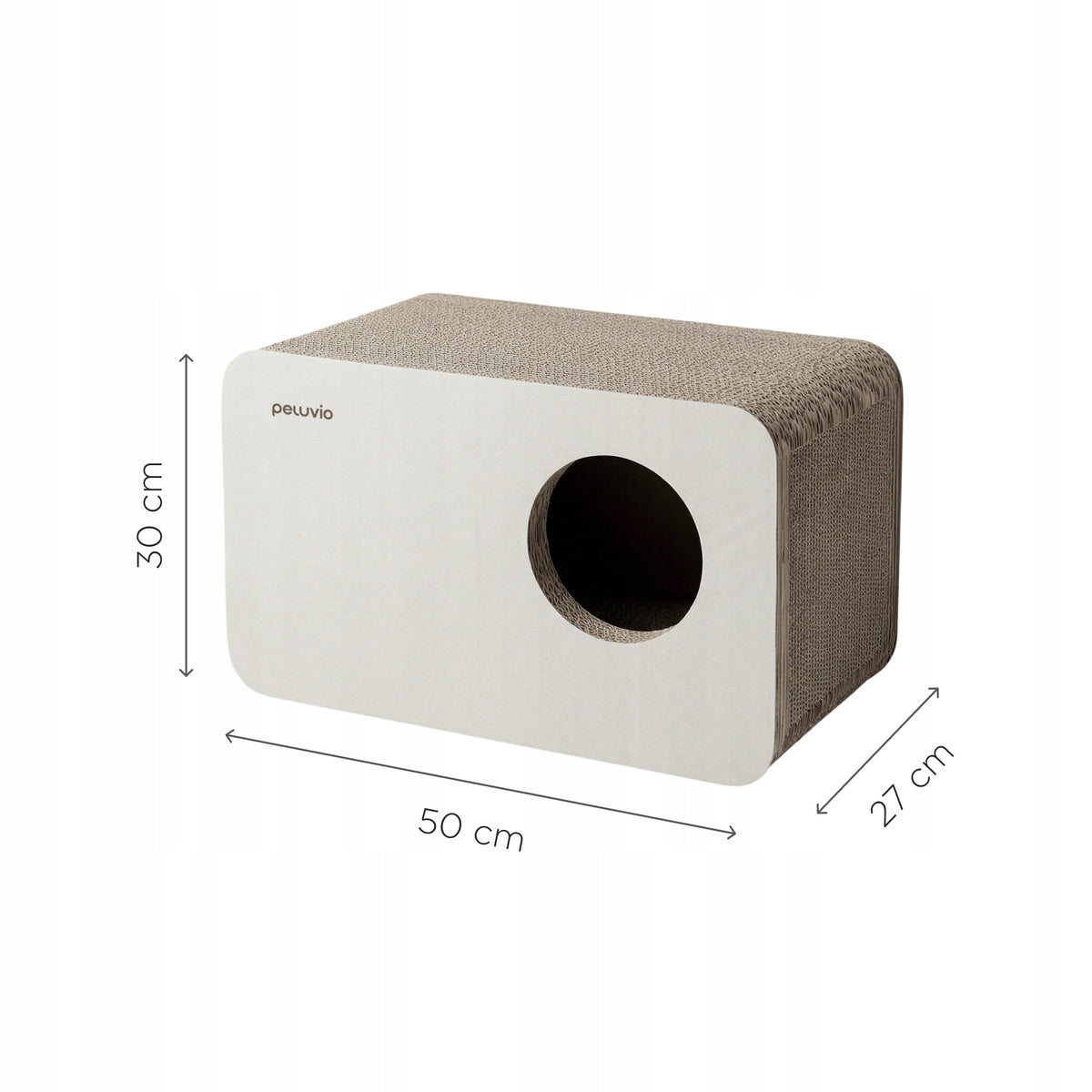 Peluvio Drapak tekturowy dla kota – domek kartonowy, legowisko i kryjówka do 60 cm, beżowy
