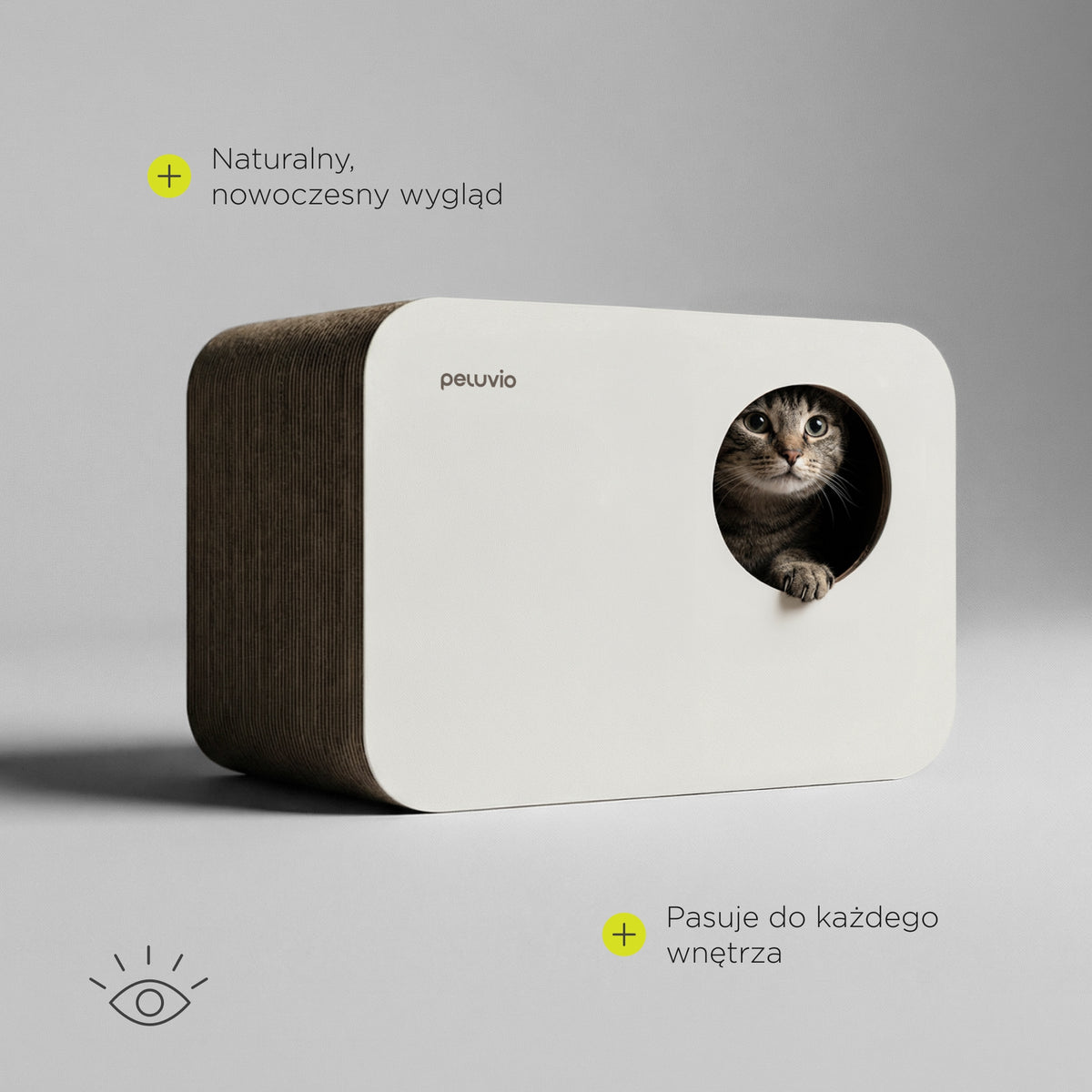 Peluvio Drapak tekturowy dla kota – domek kartonowy, legowisko i kryjówka do 60 cm, beżowy