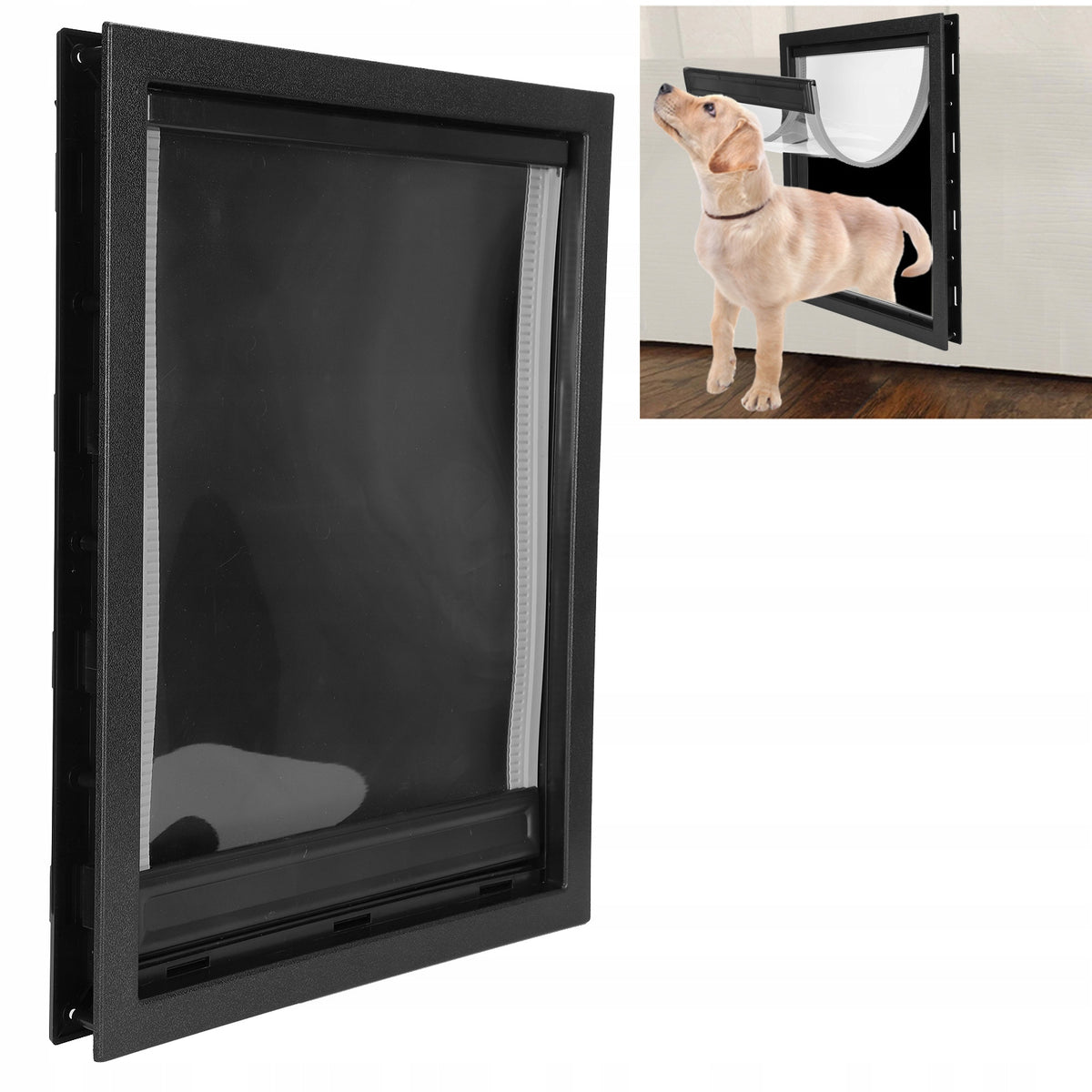 Drzwiczki wahadłowe dla psa 50 x 38 cm z magnesem, do drzwi plastikowych – brązowe