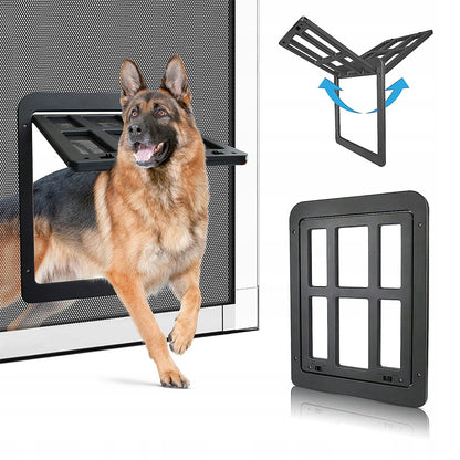 Drzwiczki dla psa i kota z klapą 34x44 cm, wahadłowe z magnesem i zamkami – czarne