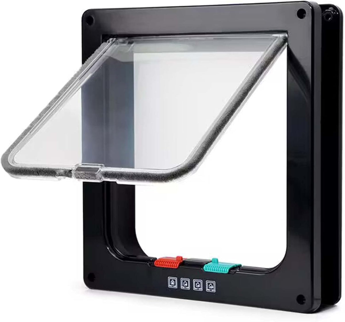 Artnico Drzwiczki wahadłowe dla kota i psa do 4 kg, zamek 4-way, montaż do 50 mm – czarne