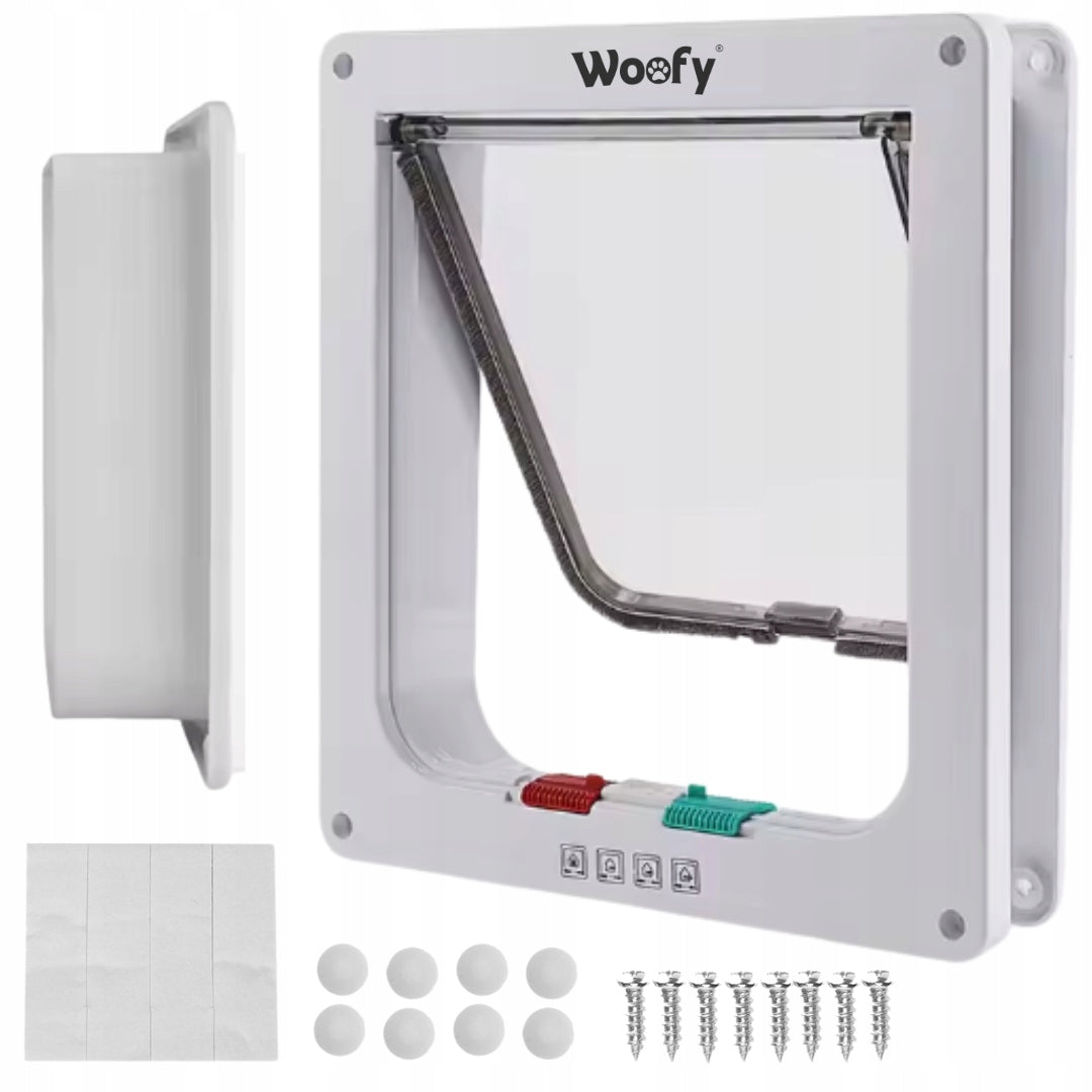 Woofy Drzwiczki wahadłowe dla kota i psa XL z zamkiem 4-way i uszczelką – czarne