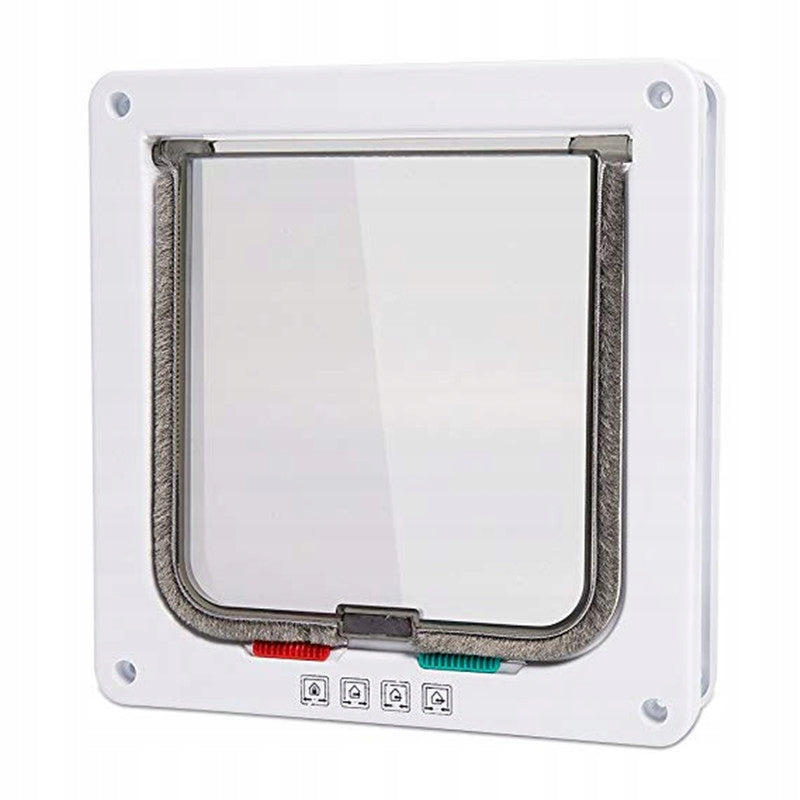 Drzwiczki wahadłowe dla kota i małego psa 23 x 25 cm z zamkiem 4 tryby – białe
