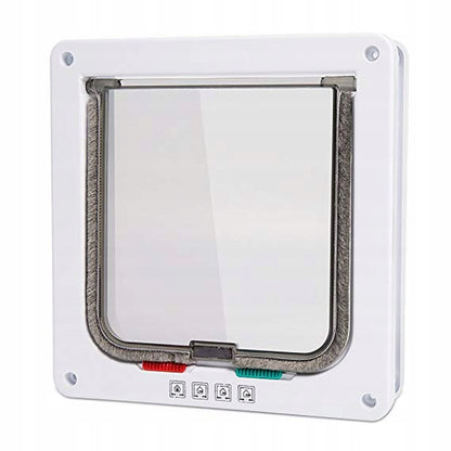 Drzwiczki wahadłowe dla kota i małego psa 23 x 25 cm z zamkiem 4 tryby – białe