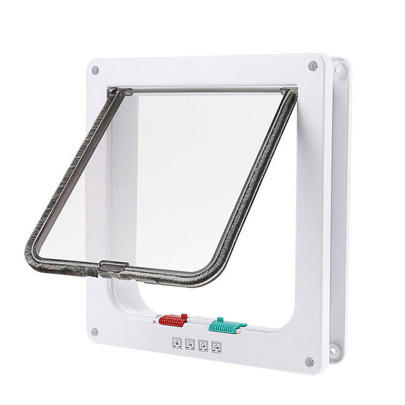 Drzwiczki wahadłowe dla kota i małego psa 23 x 25 cm z zamkiem 4 tryby – białe