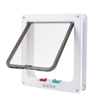 Drzwiczki wahadłowe dla kota i małego psa 23 x 25 cm z zamkiem 4 tryby – białe