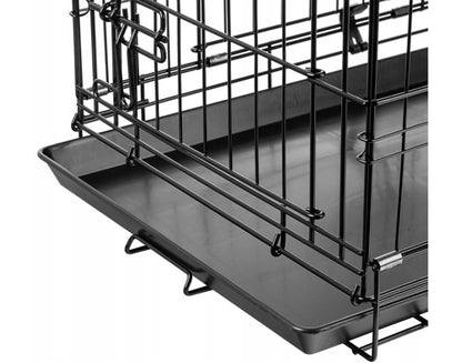 Klatka kennelowa dla psa 107 x 71 x 78 cm, metalowa, składana z tacką – czarna