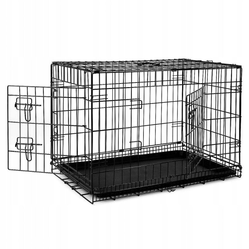 Klatka kennelowa dla psa 107 x 71 x 78 cm, metalowa, składana z tacką – czarna