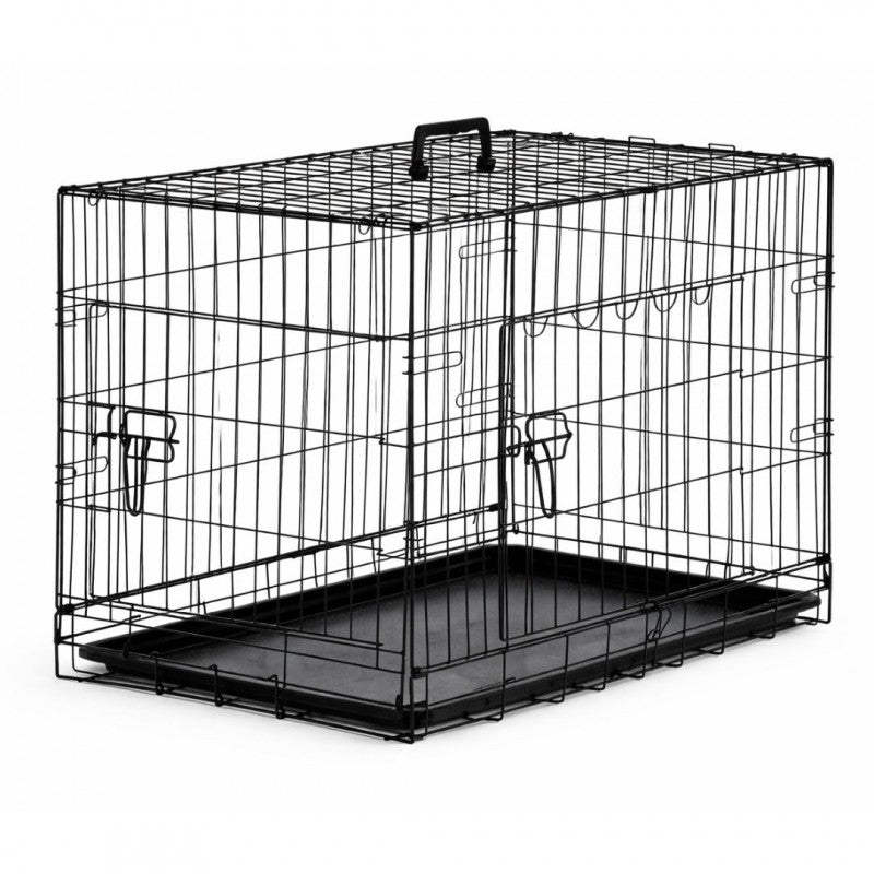 Klatka kennelowa dla psa 107 x 71 x 78 cm, metalowa, składana z tacką – czarna
