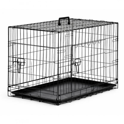 Klatka kennelowa dla psa 107 x 71 x 78 cm, metalowa, składana z tacką – czarna