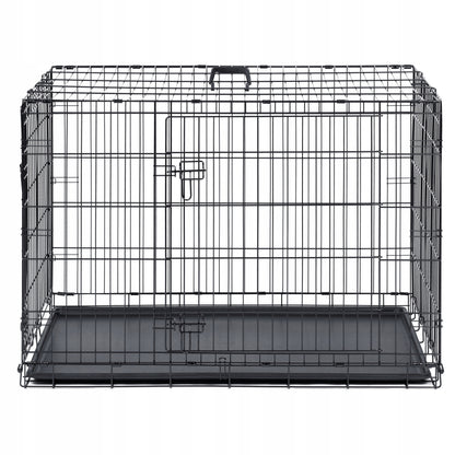 GLOBANI Klatka kennelowa metalowa dla psa 76x46x53 cm – składana, dwoje drzwi, rozmiar M