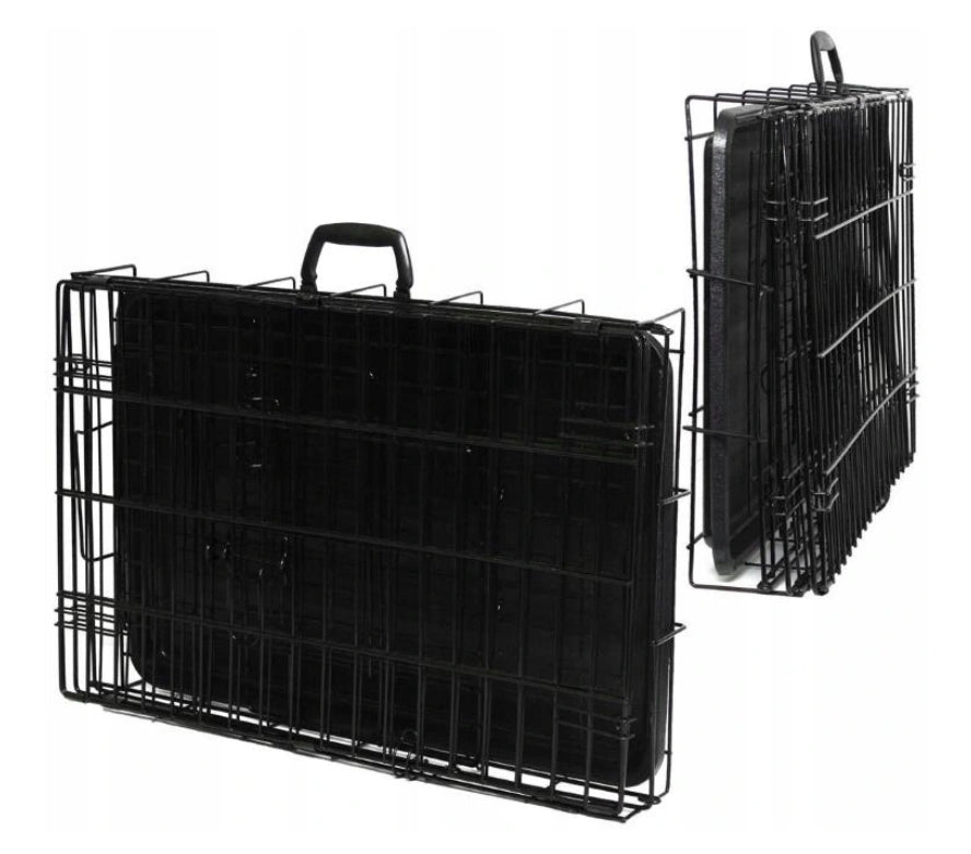 GLOBANI Klatka kennelowa metalowa dla psa 76x46x53 cm – składana, dwoje drzwi, rozmiar M