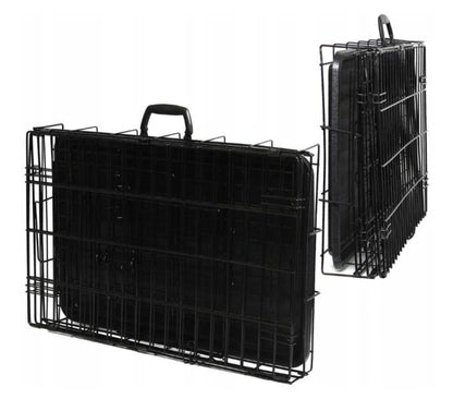 GLOBANI Klatka kennelowa metalowa dla psa 76x46x53 cm – składana, dwoje drzwi, rozmiar M