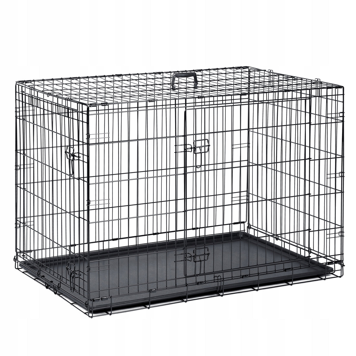 GLOBANI Klatka kennelowa metalowa dla psa 76x46x53 cm – składana, dwoje drzwi, rozmiar M