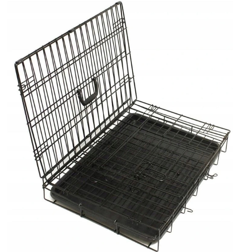 GLOBANI Klatka kennelowa metalowa dla psa 76x46x53 cm – składana, dwoje drzwi, rozmiar M