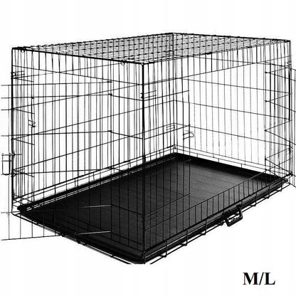 AML Klatka metalowa dla psa 76x47x53 cm z dwojgiem drzwi i wysuwaną podłogą – czarna