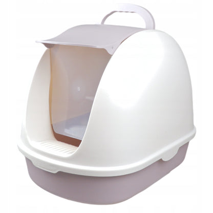 Dogguru Roxy kuweta zamknięta dla kota 56 x 39 x 42 cm z klapką i łopatką – beżowa