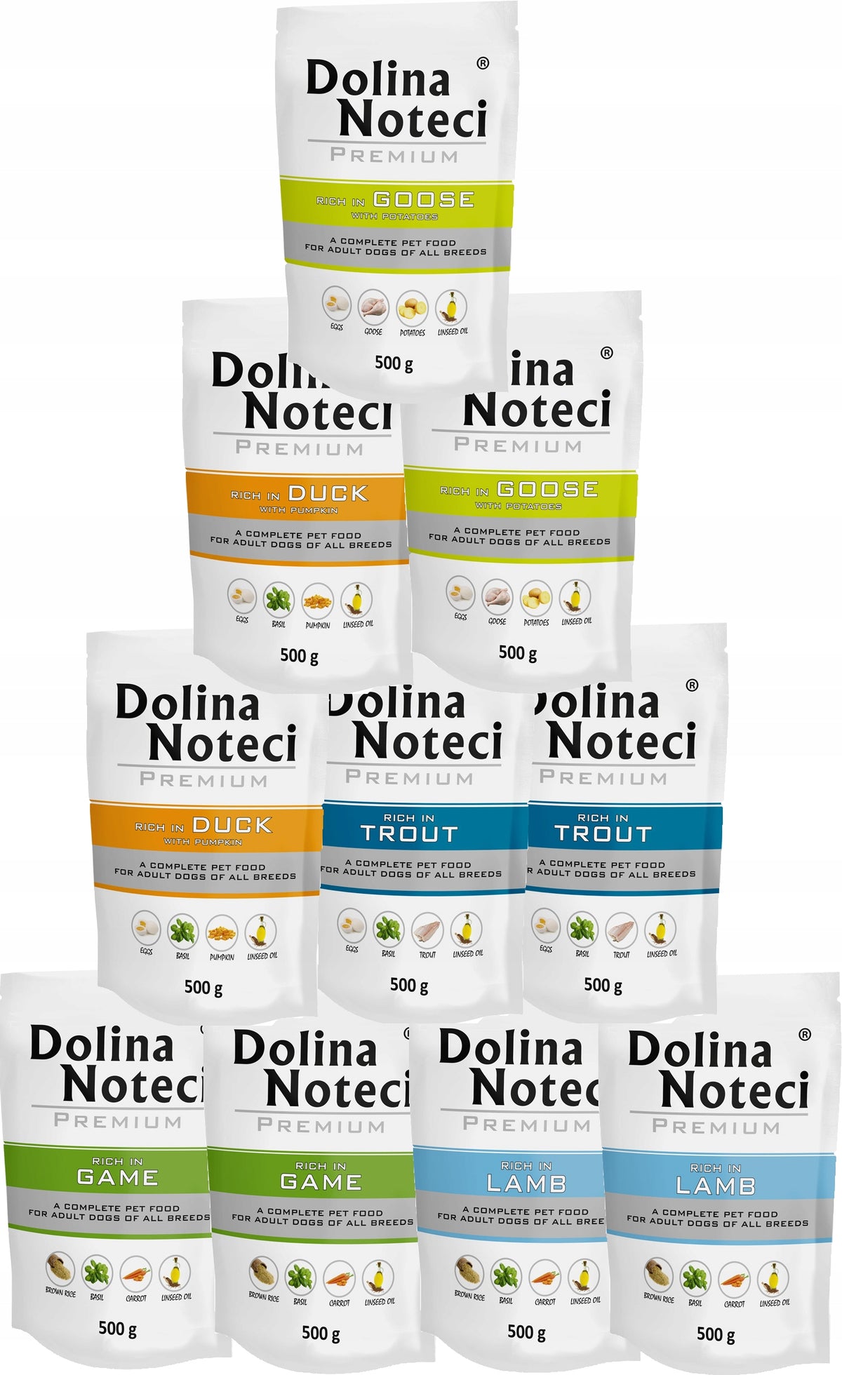 Dolina Noteci Premium mokra karma dla psa 10x500 g – bezzbożowa, mix smaków bez kurczaka