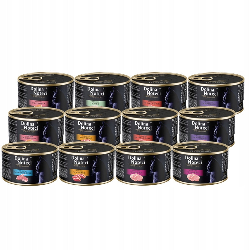 Dolina Noteci Premium mokra karma dla kota bez zbóż w puszkach 12 x 185 g – mix smaków