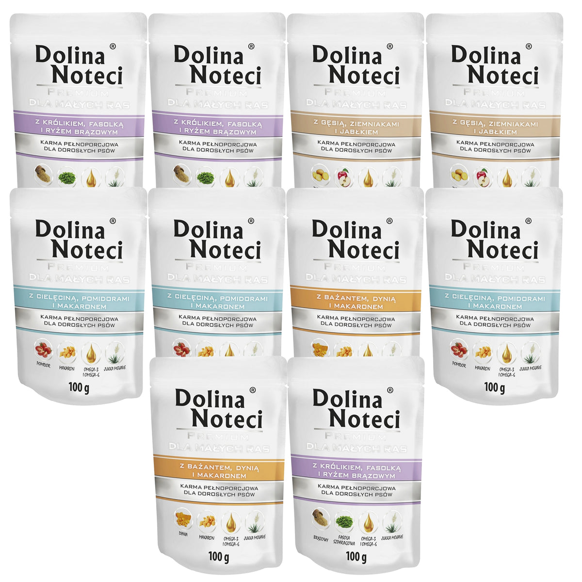 Dolina Noteci Premium karma mokra dla psa małych ras 10 x 100 g – bezzbożowa, mix smaków
