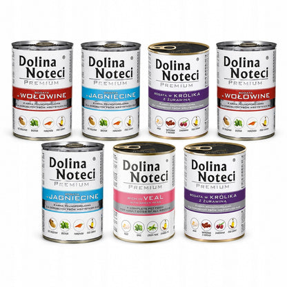 Dolina Noteci Premium mokra karma dla psa 7x400 g – bezzbożowa, mix smaków w puszkach