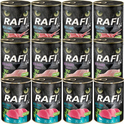 Rafi Cat Sterile mokra karma dla kota bezzbożowa 12 x 400 g – mix 3 smaków