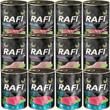 Rafi Cat Sterile mokra karma dla kota bezzbożowa 12 x 400 g – mix 3 smaków