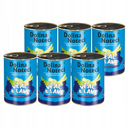 Dolina Noteci Superfood mokra karma dla psa 6x400 g bezzbożowa – cielęcina i jagnięcina
