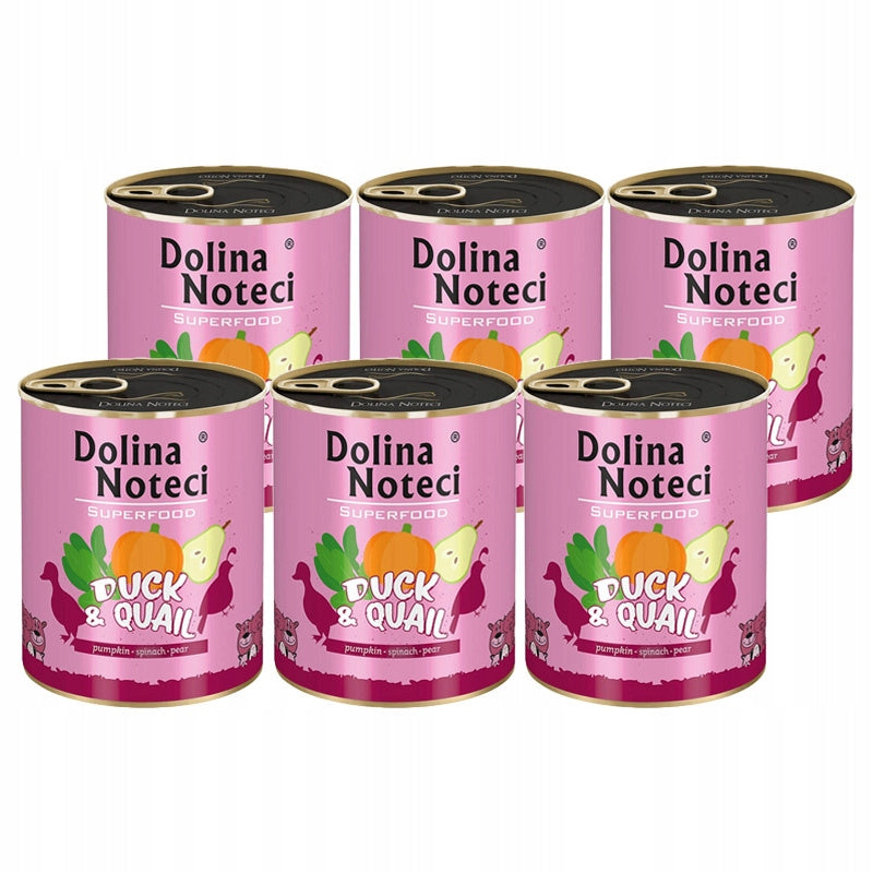Dolina Noteci Superfood mokra karma dla psa bezzbożowa 6 x 800 g – kaczka i przepiórka