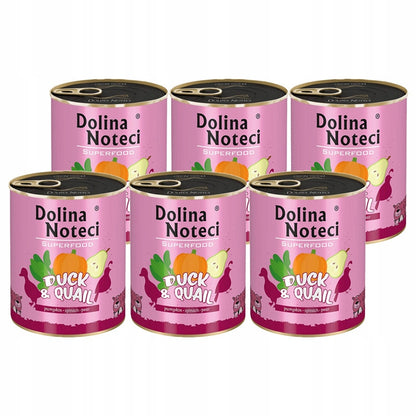Dolina Noteci Superfood mokra karma dla psa bezzbożowa 6 x 800 g – kaczka i przepiórka