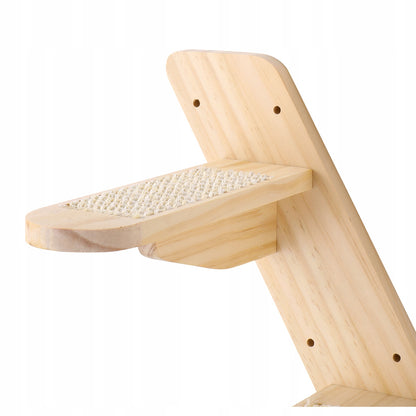 Vevor Półki ścienne dla kota 7 elementów, drewno sosnowe, nośność 18,14 kg – brązowe