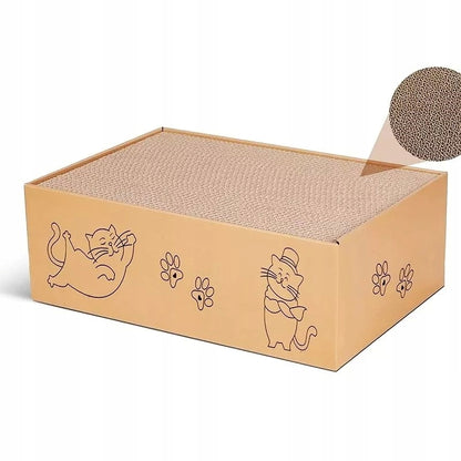 Drapak dla kota z kartonu 42 x 25 x 13 cm – legowisko z 5 wymiennymi wkładami, brązowy