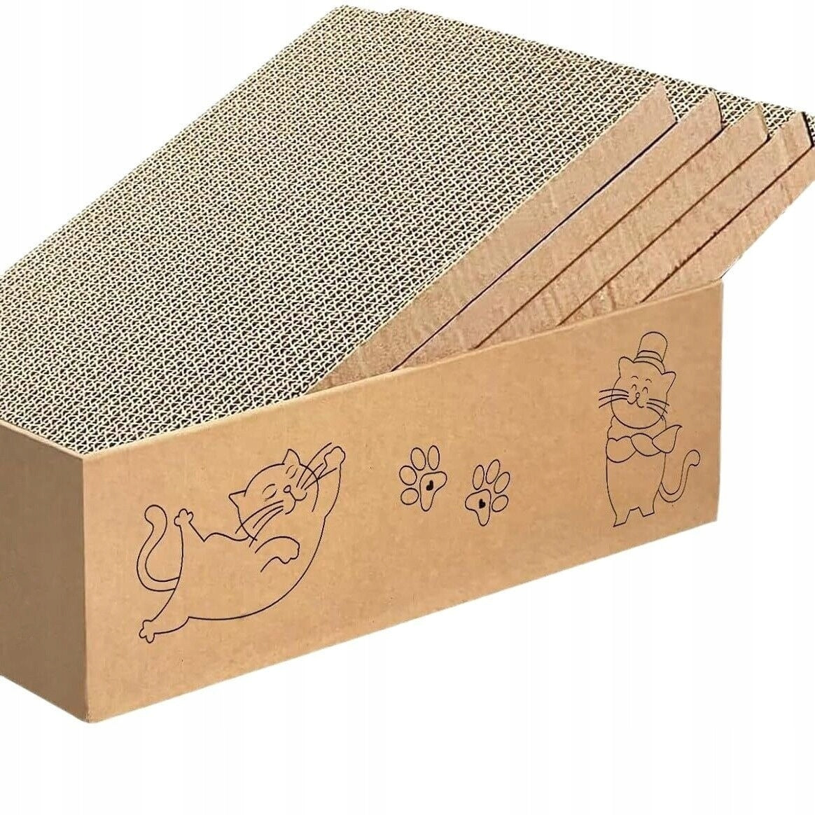 Drapak dla kota z kartonu 42 x 25 x 13 cm – legowisko z 5 wymiennymi wkładami, brązowy