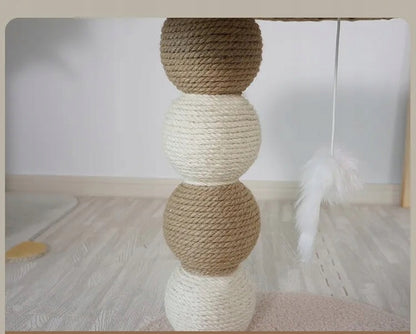 BestHurt Drapak dla kota 45 cm z legowiskiem i sizalem – 2 poziomy, dla kociąt, beżowy