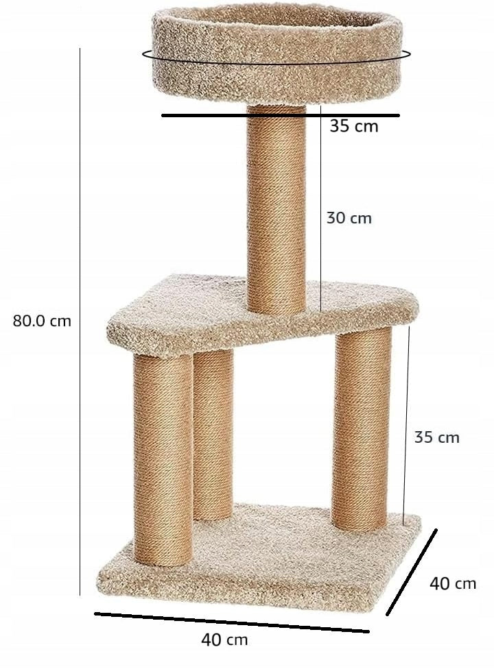 Amazon Basics drapak dla kota 80 cm z dwiema platformami i słupkami z sizalu – beżowy