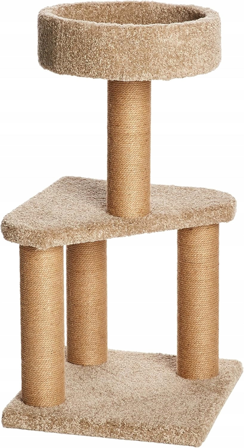 Amazon Basics drapak dla kota 80 cm z dwiema platformami i słupkami z sizalu – beżowy