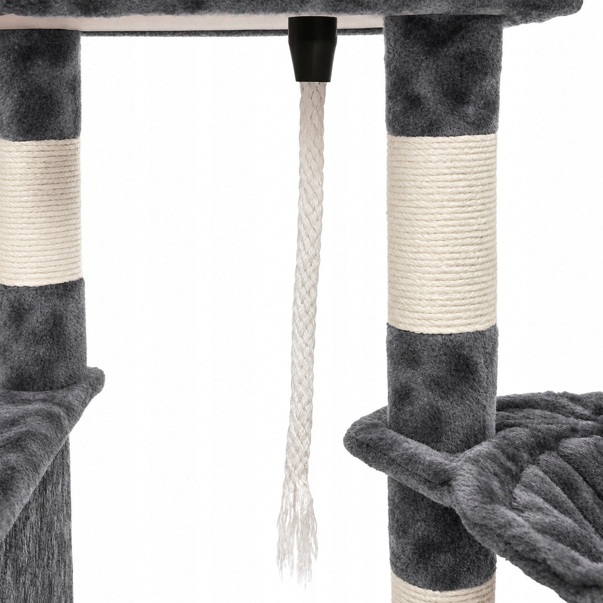Drapak dla kota 115 cm z dwoma domkami, hamakiem i legowiskiem, 5 poziomów – ciemnoszary