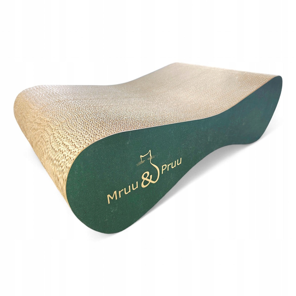 Mruu&Pruu Drapak tekturowy dla kota Mimi 70x23x40 cm – legowisko, dwustronny, zielony