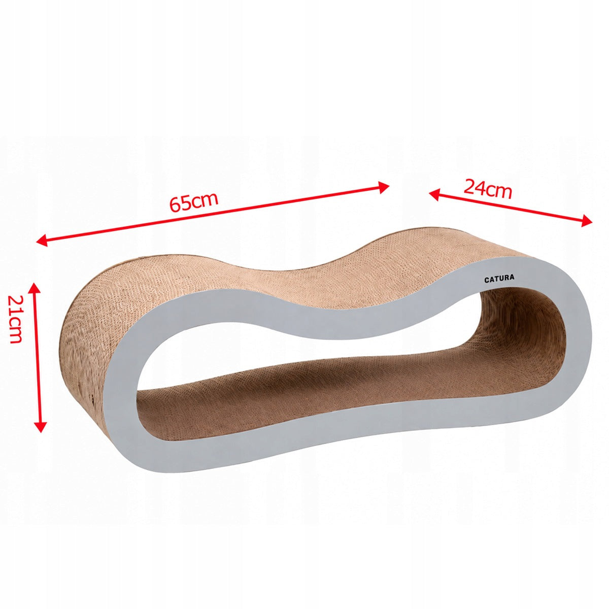 Drapak dla kota kartonowy fala 65 × 24 × 21 cm z tektury falistej – leżak, biały