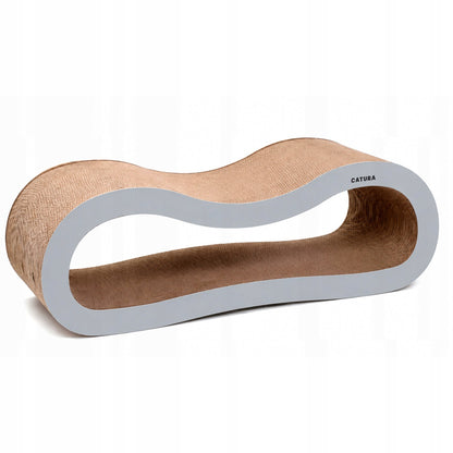 Drapak dla kota kartonowy fala 65 × 24 × 21 cm z tektury falistej – leżak, biały