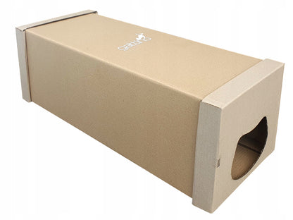 Gattino Molly drapak dla kota z tektury falistej 60 x 27 x 14 cm, fala i legowisko – brązowy